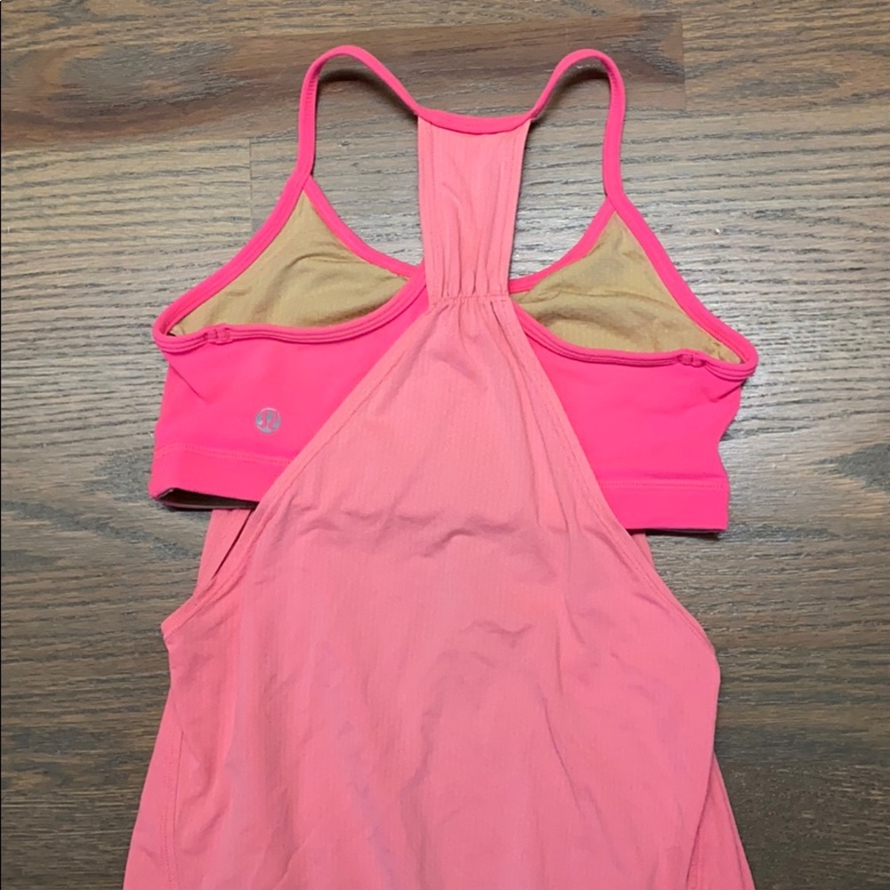 Lululemon pink tank top with built in sports bra